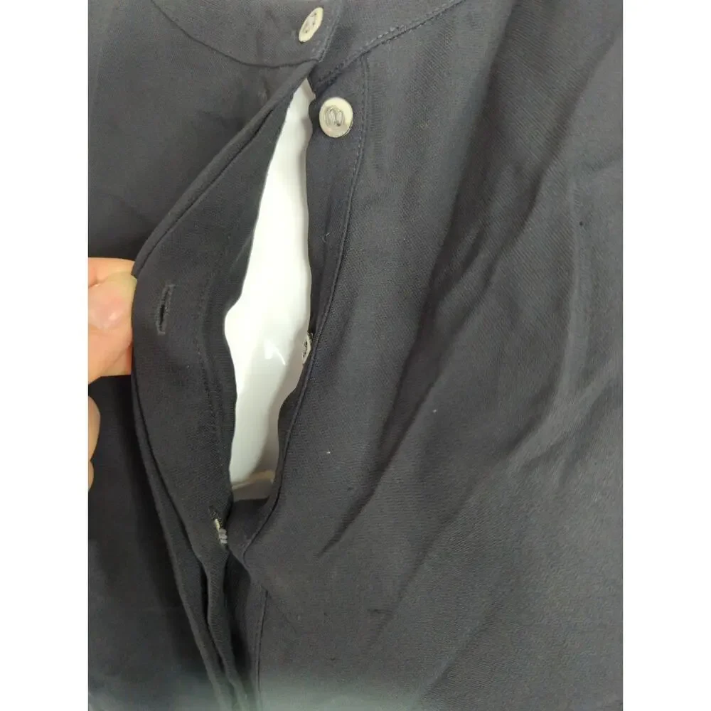 J. Crew‎ Black Viscose Long Sleeve Half Button Long Sleeve Shirt Women's Small